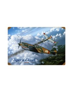 Tigers Claw, Aviation, Vintage Metal Sign, 18 X 12 Inches