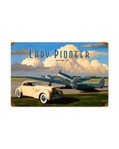 Lady Pioneer, Automotive, Vintage Metal Sign, 24 X 16 Inches