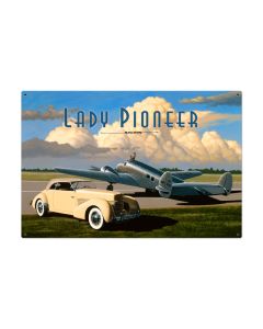 Lady Pioneer, Automotive, Metal Sign, 36 X 24 Inches