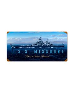 USS Missouri, Allied Military, Vintage Metal Sign, 24 X 12 Inches