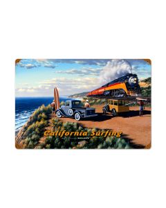 California Surfing, Automotive, Vintage Metal Sign, 16 X 24 Inches