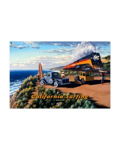 California Surfing, Automotive, Metal Sign, 36 X 24 Inches