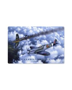 Canadian Heroes, Aviation, Vintage Metal Sign, 12 X 18 Inches