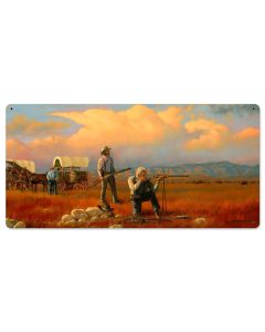 BUFFALO HUNTERS, Licensed Products/Stan Stokes, SATIN METAL SIGN, 24 X 12 Inches
