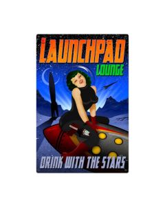 Launchpad Lounge Vintage Sign, Humor, Metal Sign, Wall Art, 24 X 36 Inches