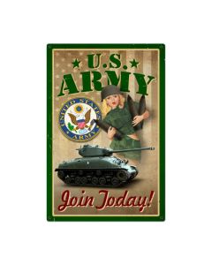 Army Pinup Vintage Sign, Military, Metal Sign, Wall Art, 24 X 36 Inches