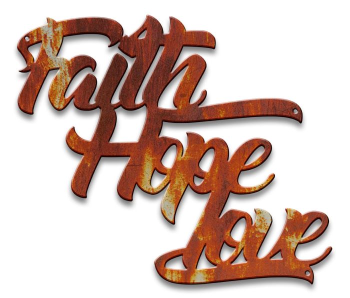 Faith Hope Love Vintage Sign Ocean And Beach Metal Wall Art 14 X 12 Inches - Faith Hope Love Metal Wall Decor